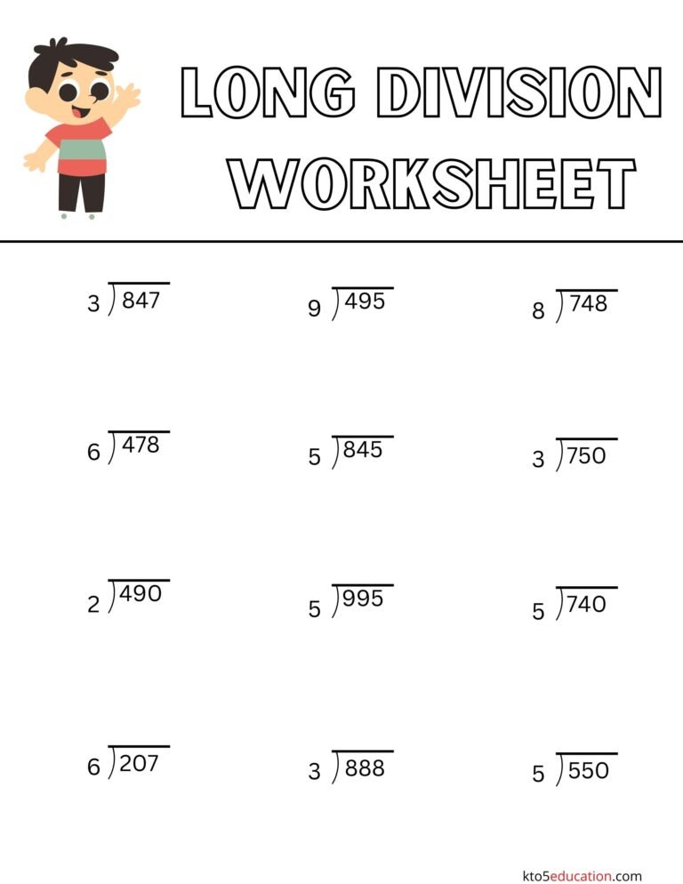 Worksheet For Long Division | FREE Download