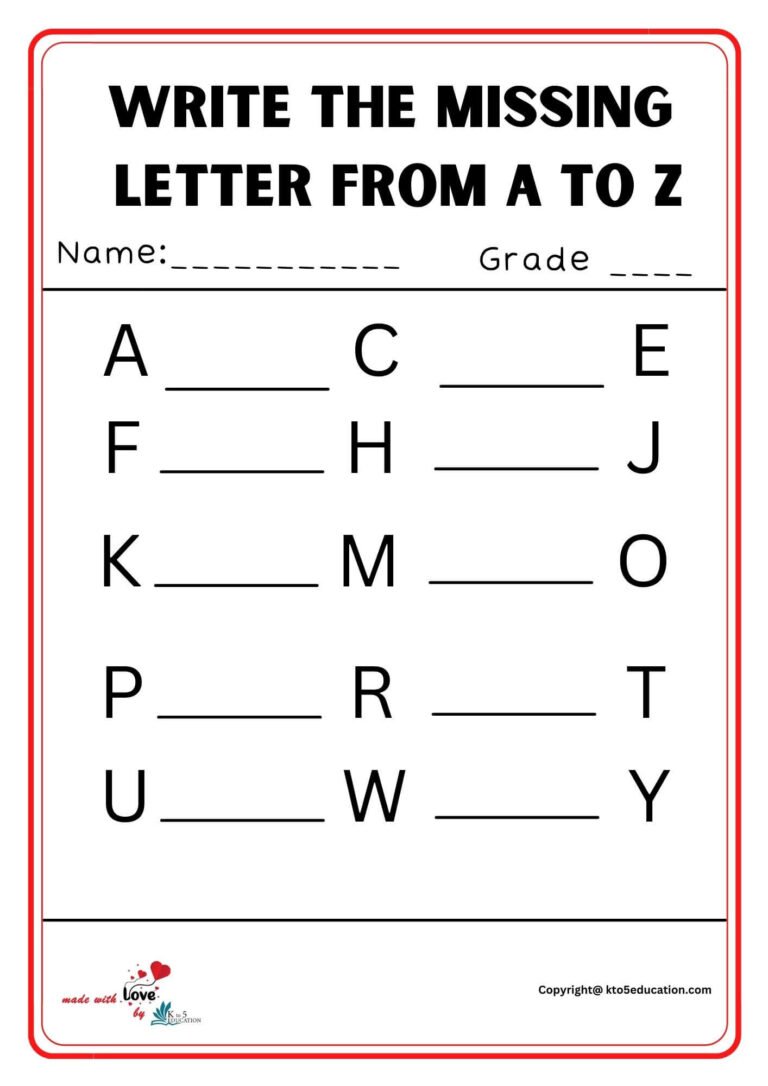 Write The Missing Letter From A To Z Worksheet | FREE Download 