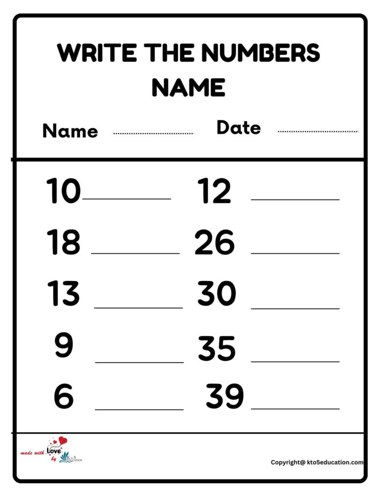 Writhe Numbers Name Worksheet 2 | FREE Download