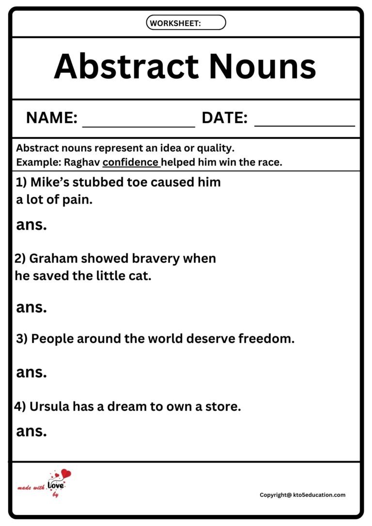 Abstract Nouns Worksheet | FREE Download