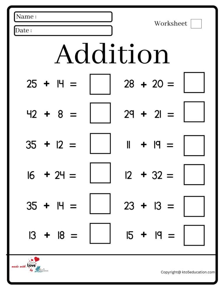 Addition Worksheet 2 | FREE Download