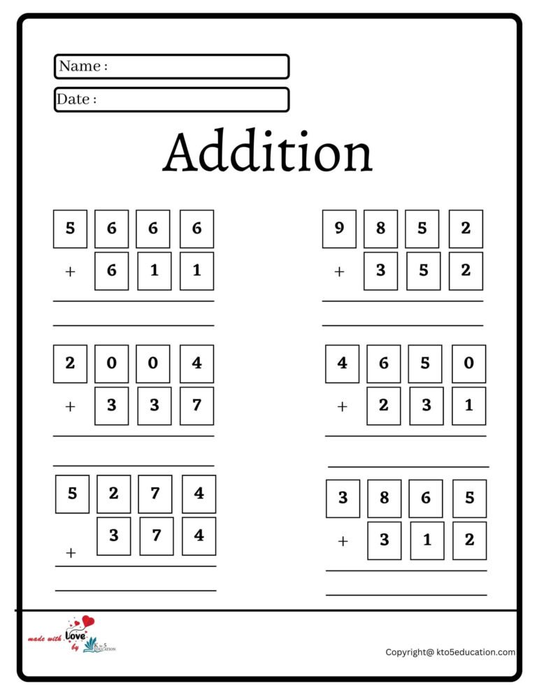 Addition Worksheet 2