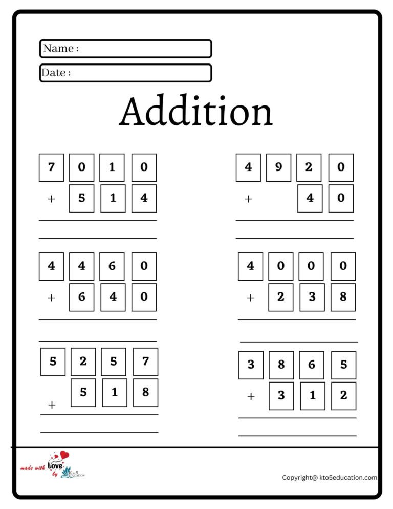 Addition Worksheet | FREE Download