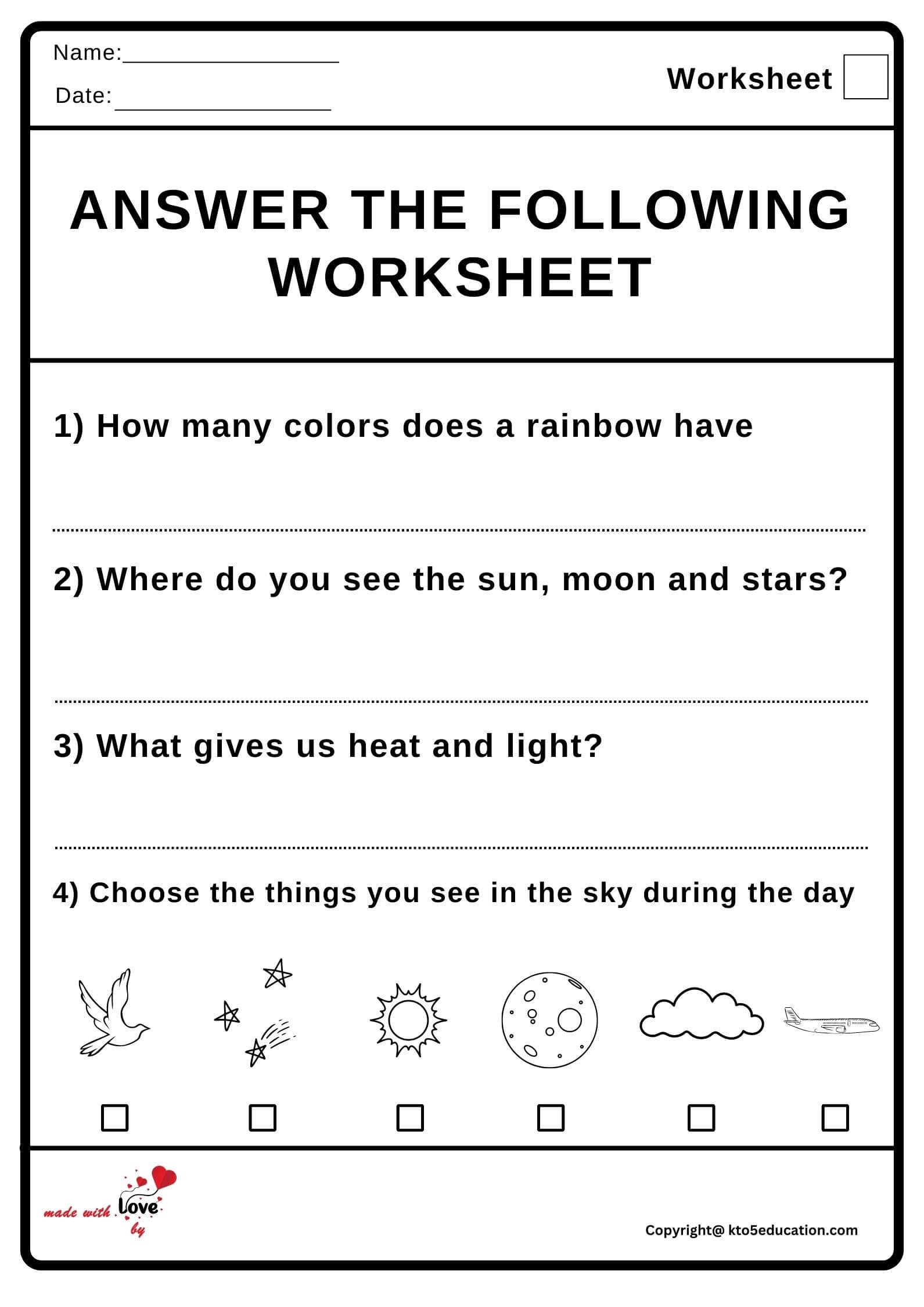 Answer The Following Worksheet 2