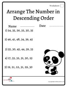 Arrange The Number in Descending Order Worksheet 2