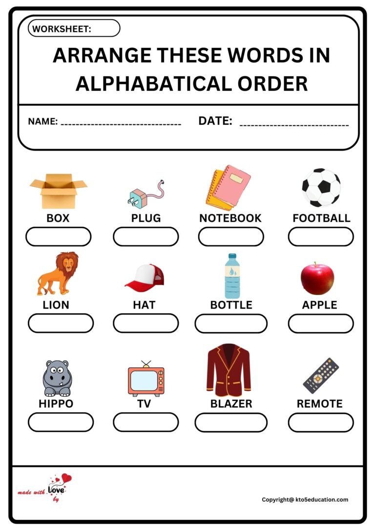 Arrange These Words In Alphabatical Order Worksheet 2 | FREE Download 