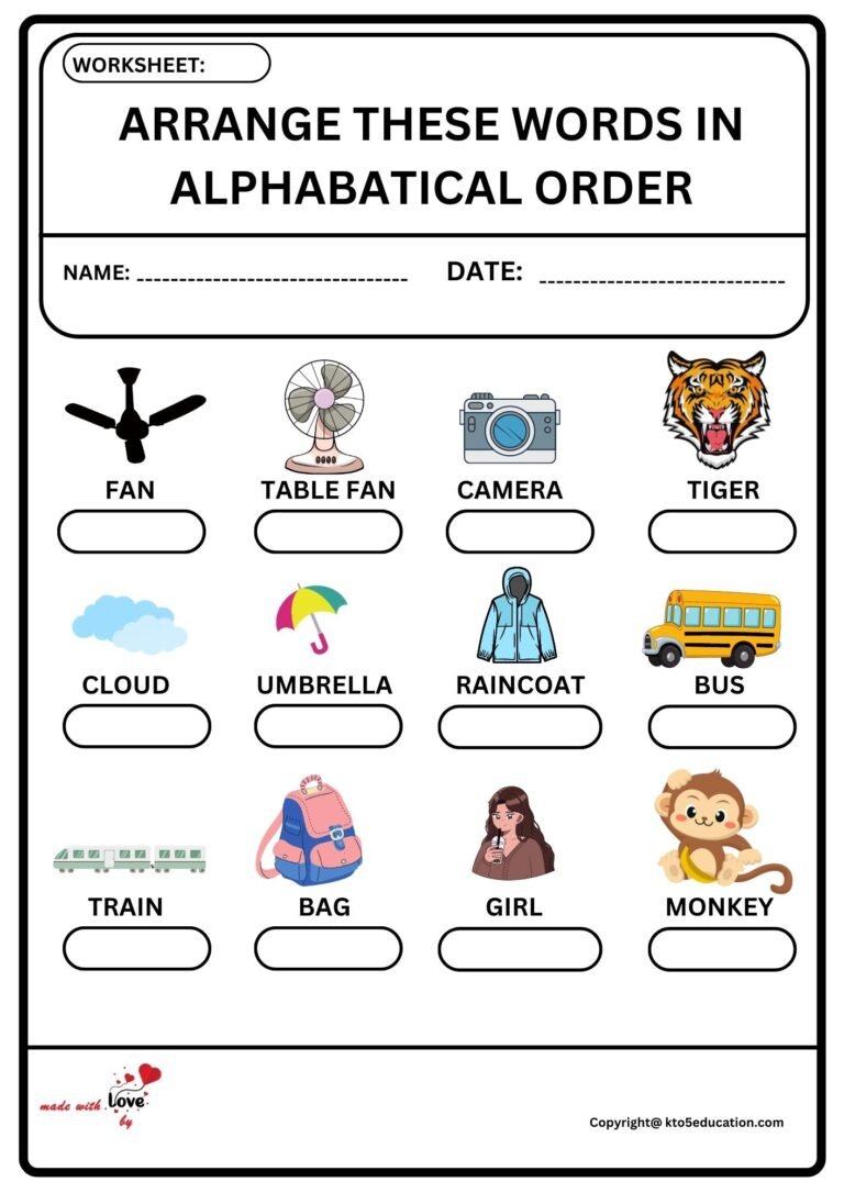 Arrange These Words In Alphabatical Order Worksheet | FREE Download 