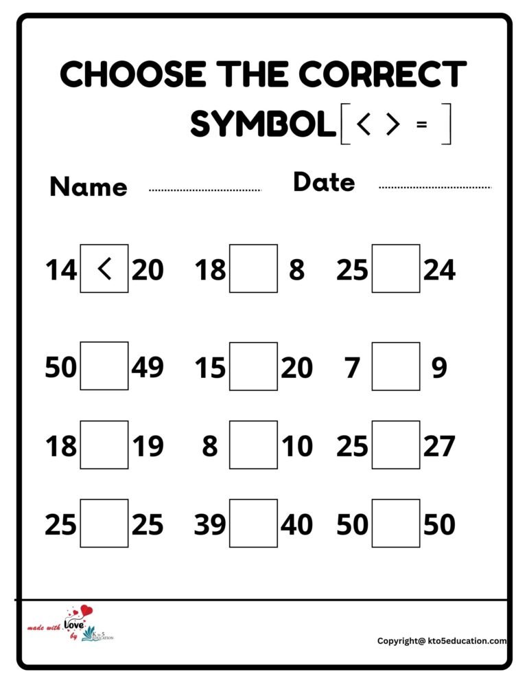 Choose The Correct Symbol Worksheet | FREE Download