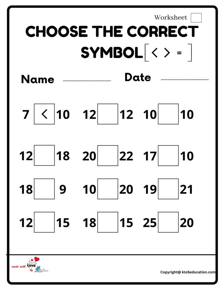 Choose The Correct Symbol Worksheet | FREE Download