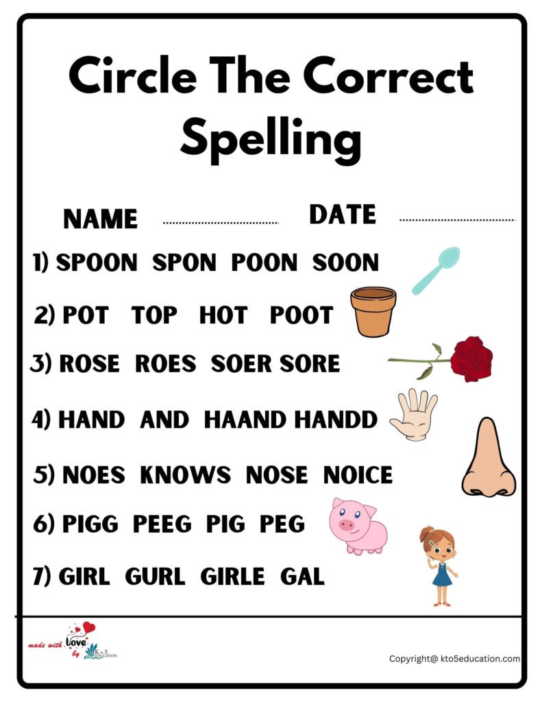 Circle The Correct Spelling Worksheet 2 FREE Download