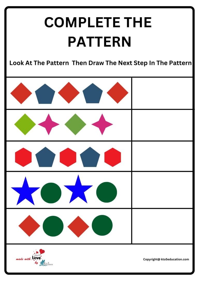 Complete The Pattern Worksheet 2 | FREE Download