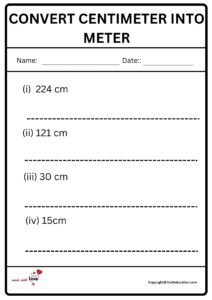Convert Centimeter Into Meter Worksheet 2