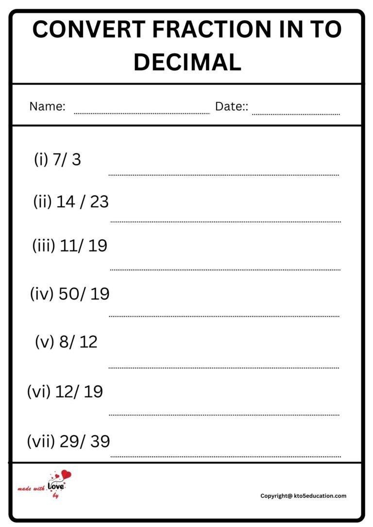 Convert Fraction In To Decimal Worksheet 2