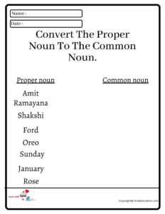 Convert The Proper Noun To The Common Noun Worksheet 2