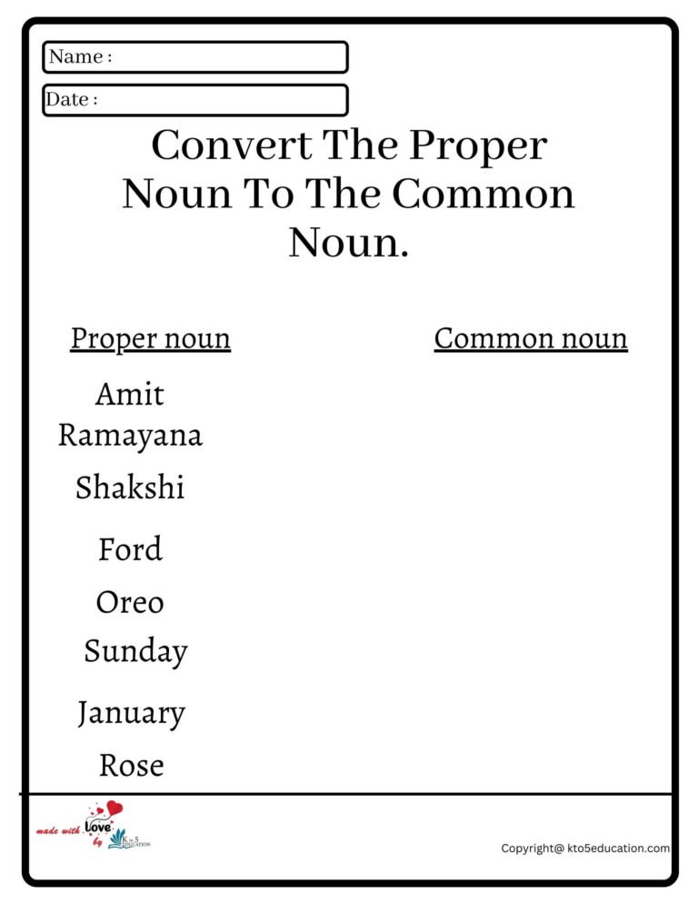 Convert The Proper Noun To The Common Noun Worksheet 2 | FREE Download 