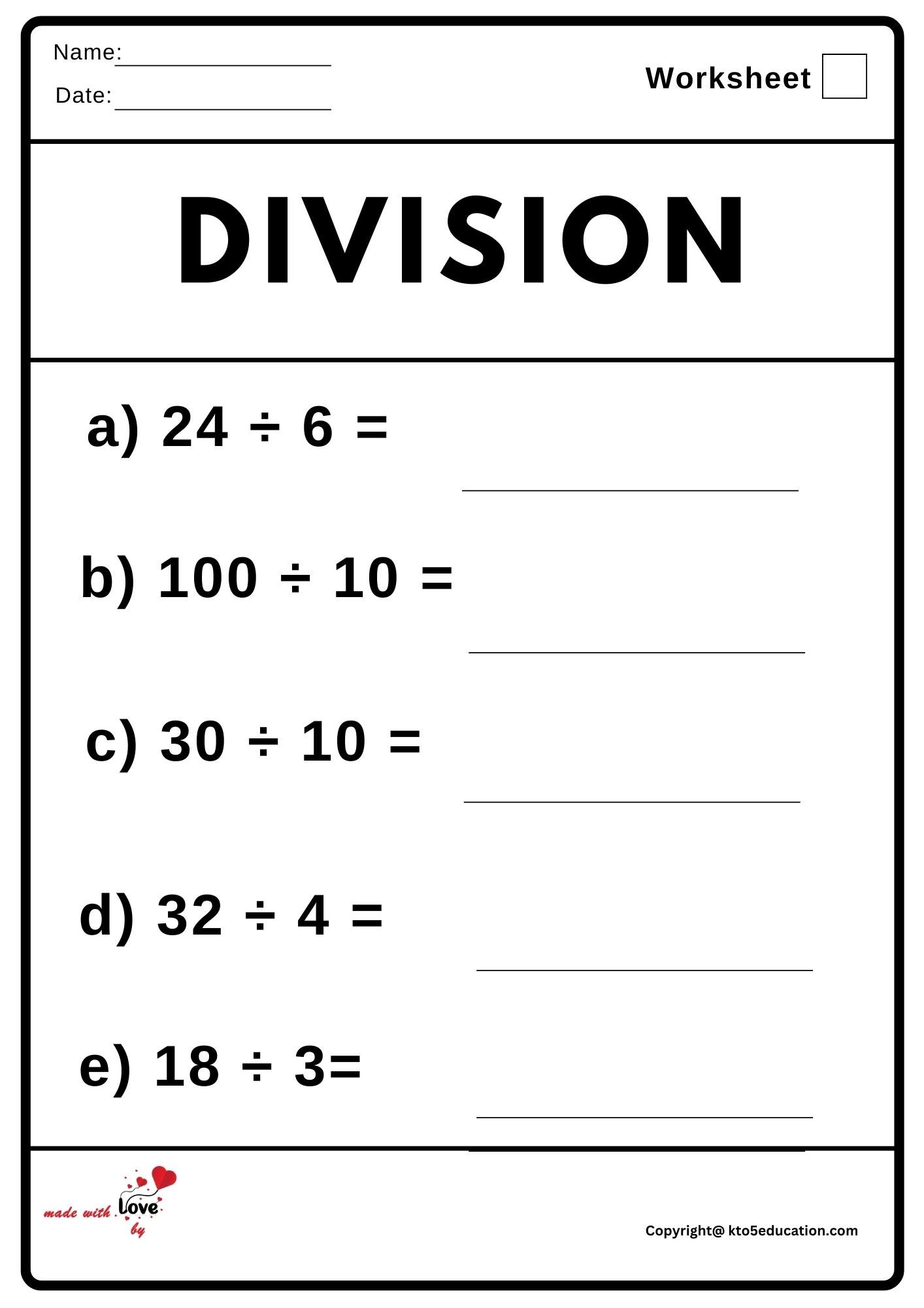 Division Worksheet 2