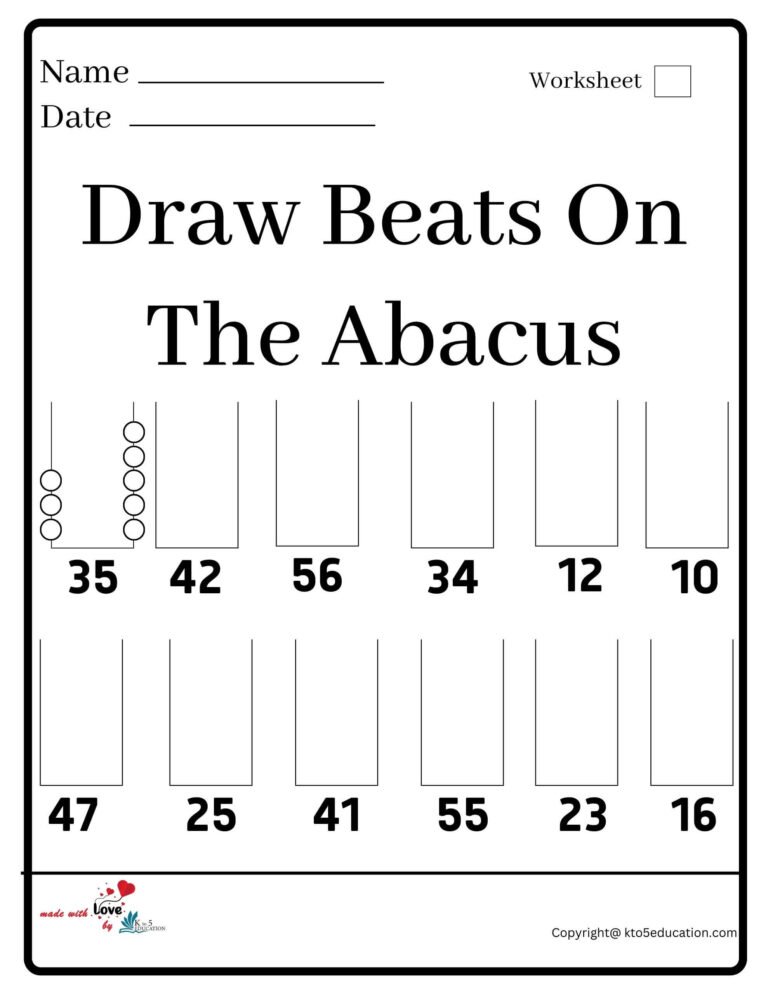 Draw Beats On The Abacus Worksheet 2 | FREE Download