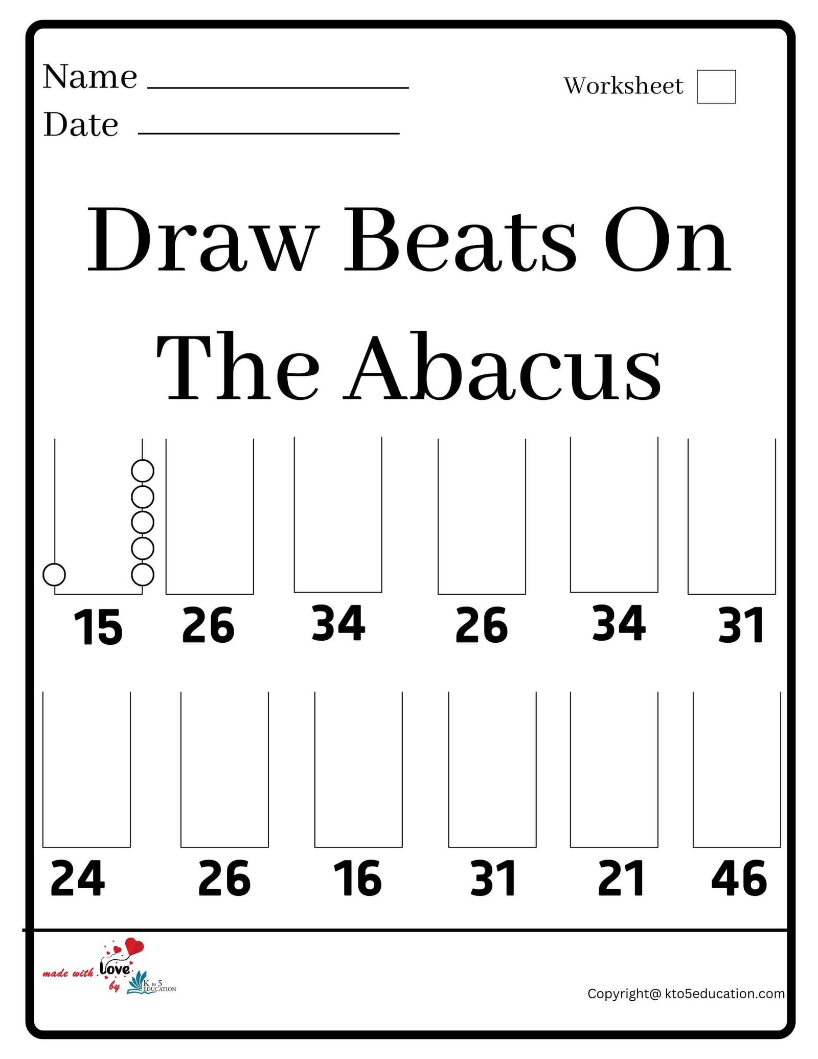 Draw Beats On The Abacus Worksheet