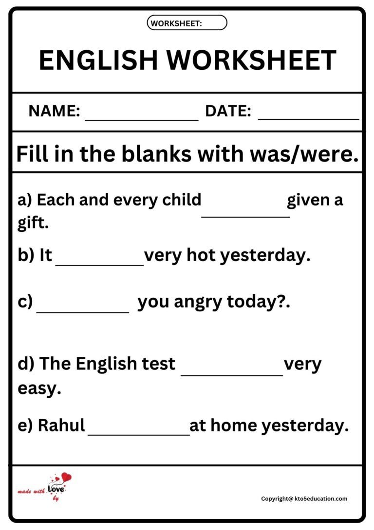 English Worksheet 2 | FREE Download