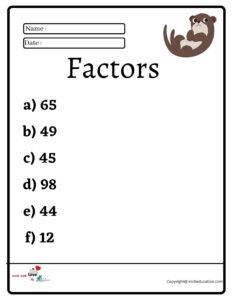 Factors Worksheet 2
