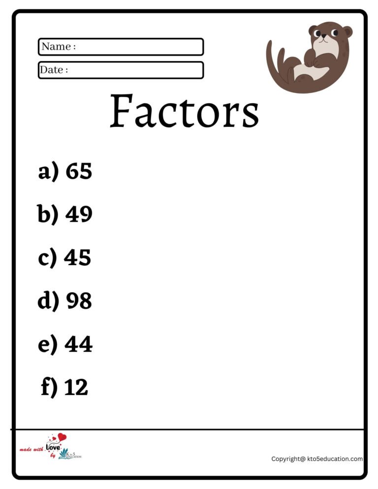 Factors Worksheet 2 | FREE Download