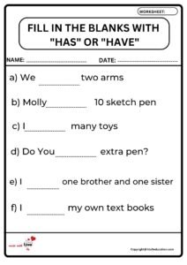 Fill In The Blanks With Has Or Have Worksheet 2