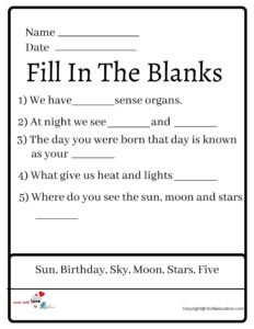 Fill In The Blanks Worksheet 2