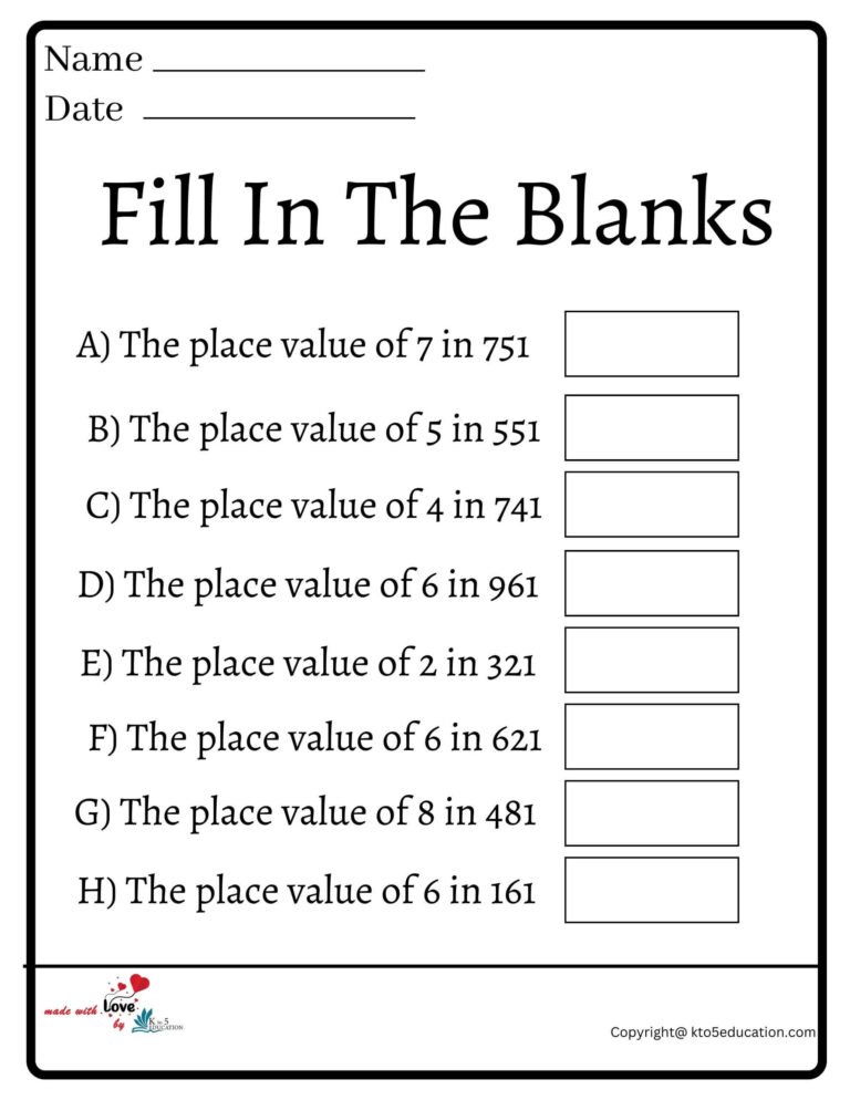 Fill In The Blanks Worksheet | FREE Download