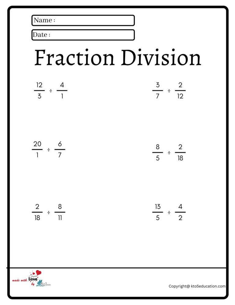 Fraction Division Worksheet 2 | FREE Download