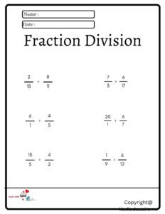Fraction Division Worksheet