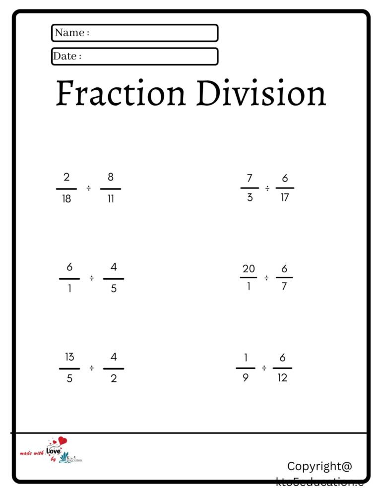 Fraction Division Worksheet | FREE Download