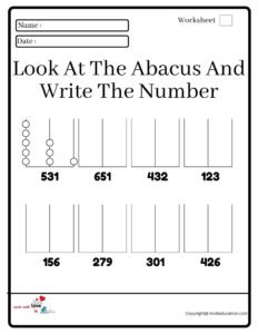 Look At The Abacus And Write The Number Worksheet 2