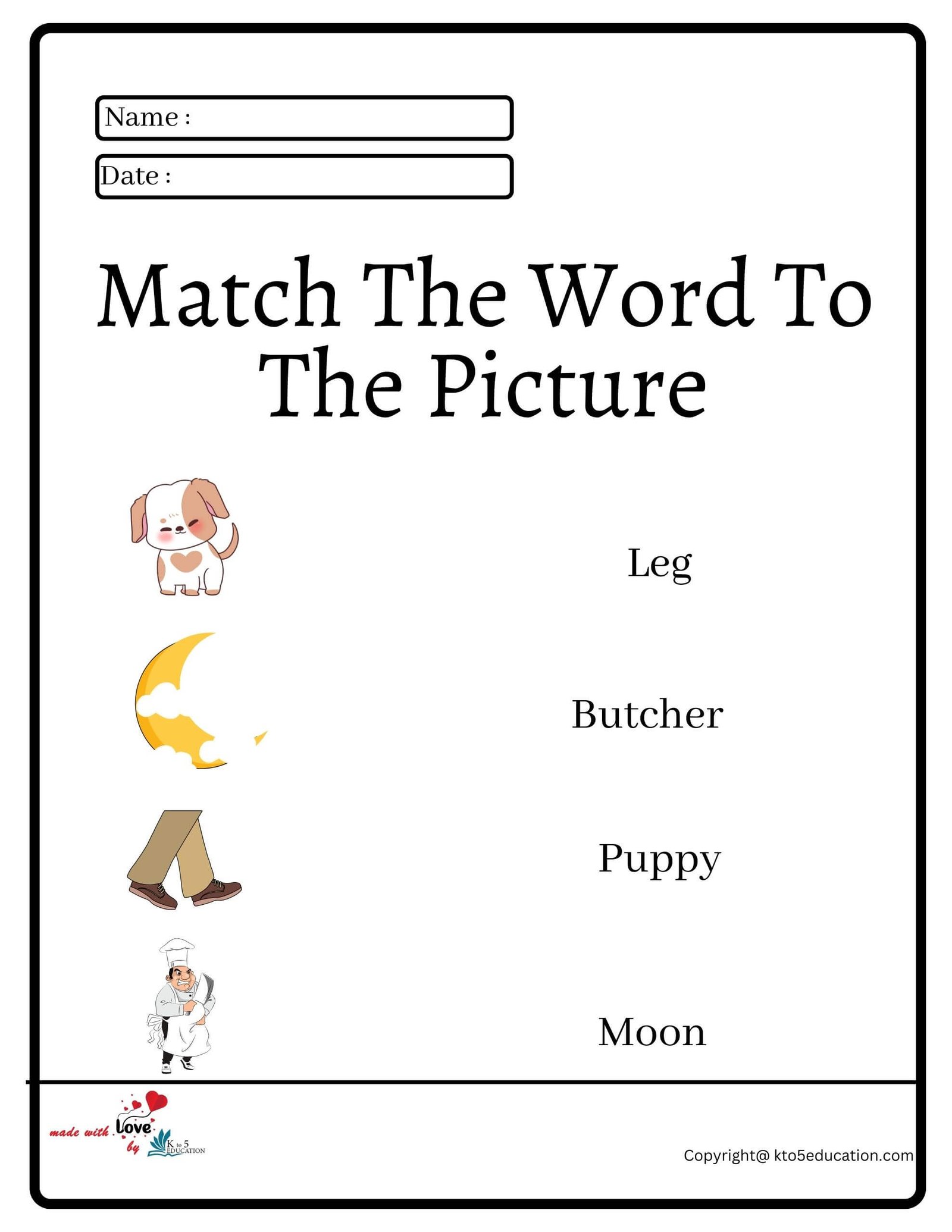 Match The Word To The Picture Worksheet 2