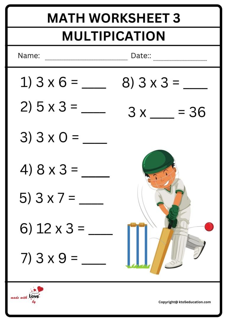 Match Worksheet 3 Multiplication Worksheet | FREE Download