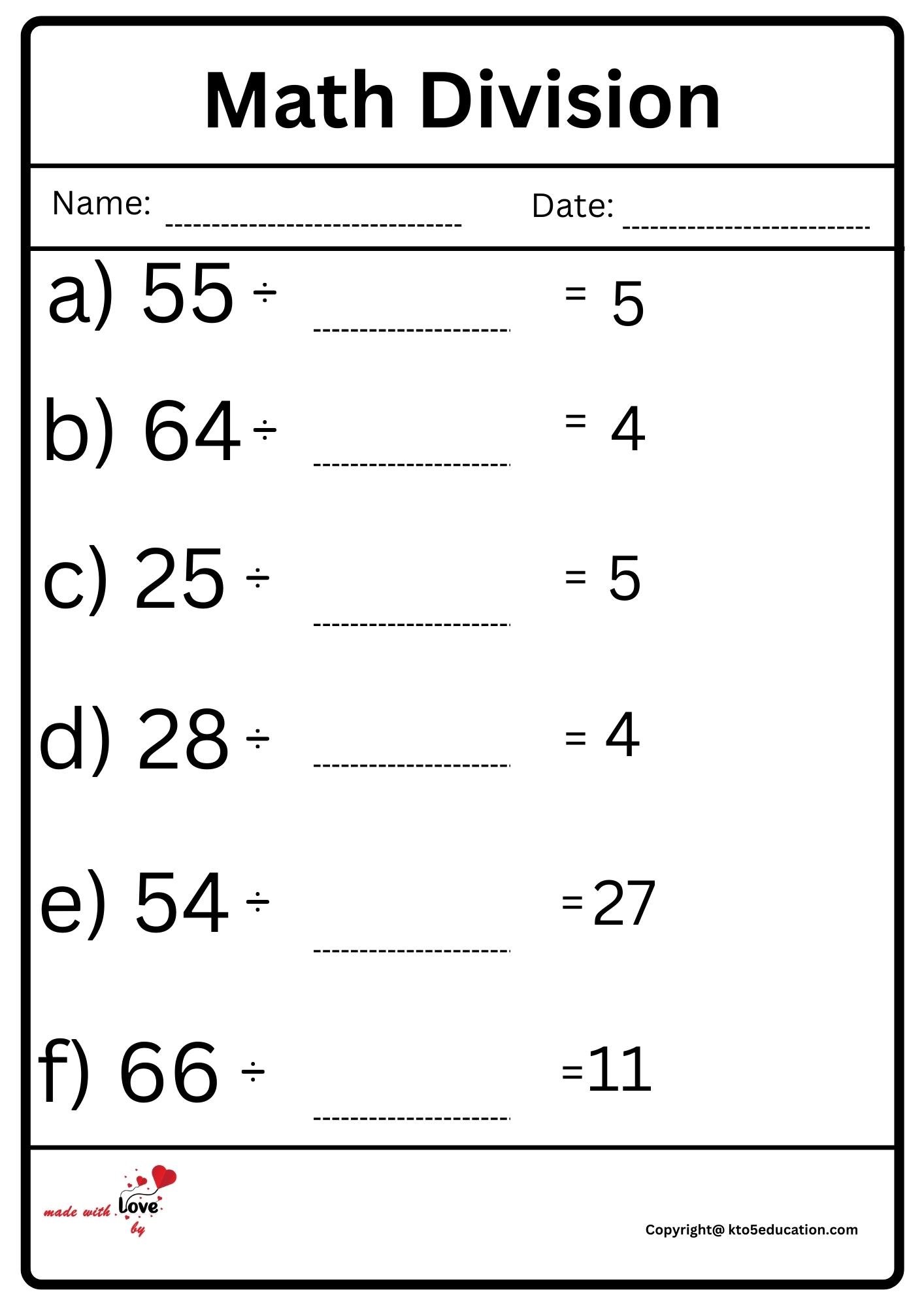 Math Division Worksheet 2