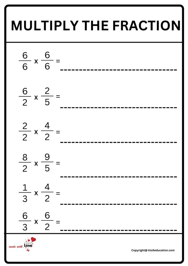 Multiply The Fraction Worksheet 2 | FREE Download