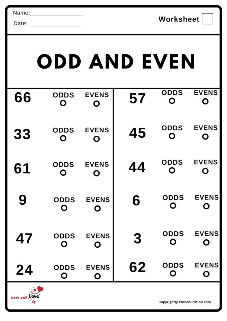 Odd And Even Worksheet 2