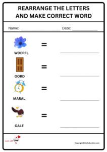 Rearrange The Letters And Make Correct Word Worksheet