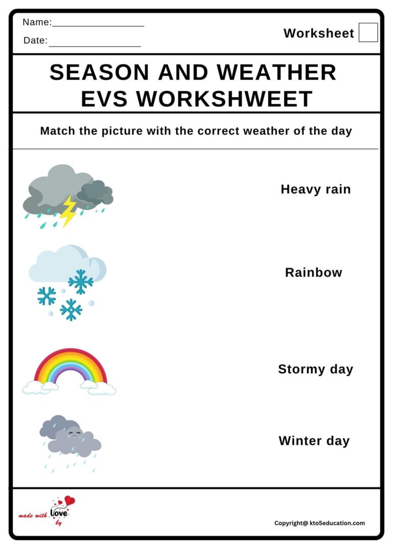 Season And Weather Evs Worksheet 2 | FREE Download 