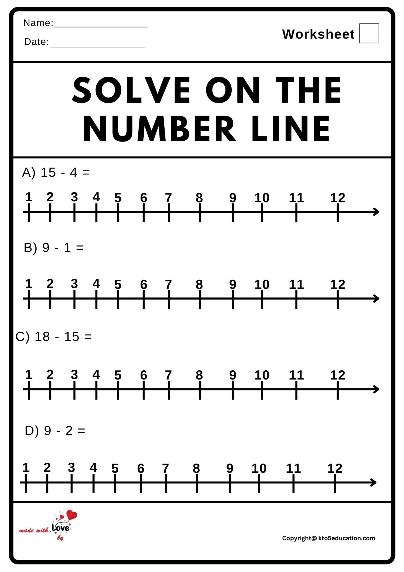 Solve On The Number Line Worksheet