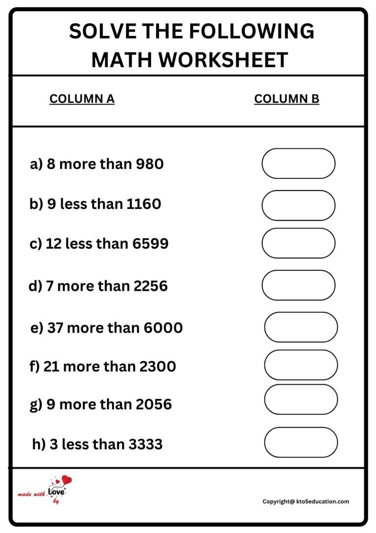 Solve The Following Math Worksheet 2 | FREE Download