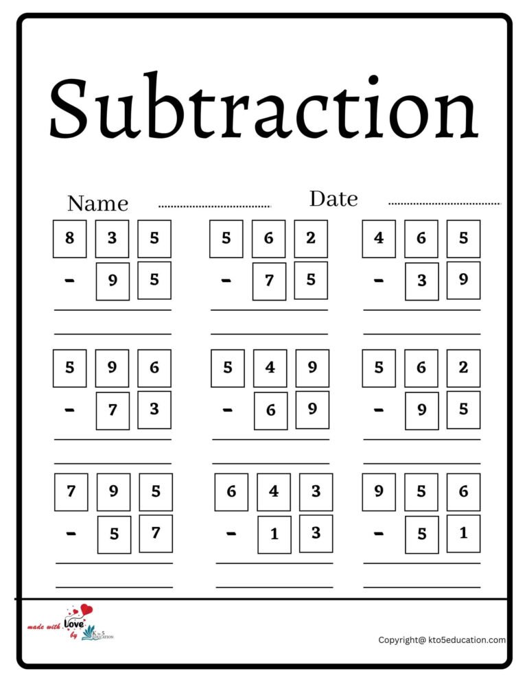 Subtraction Worksheet