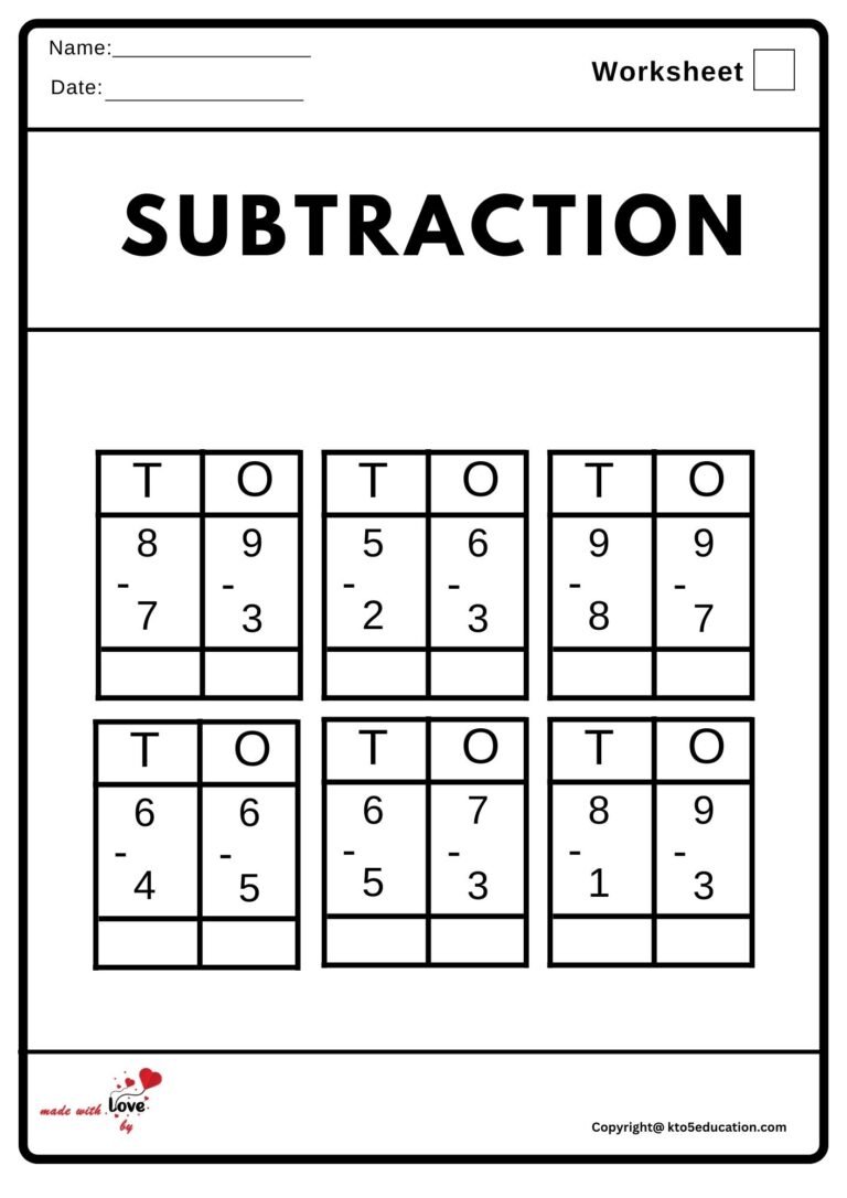 Subtraction Worksheet 2 | FREE Download