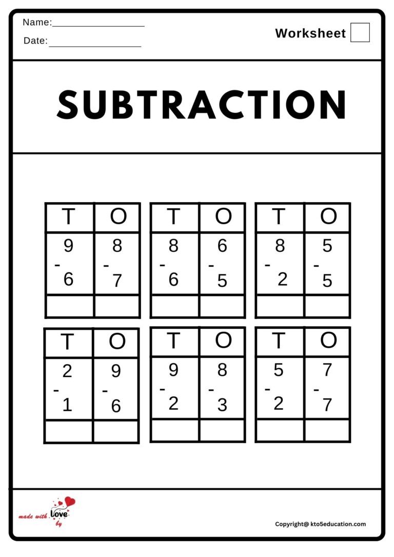 Subtraction Worksheet