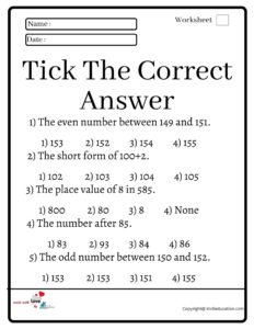 Tick The Correct Answer Worksheet 2