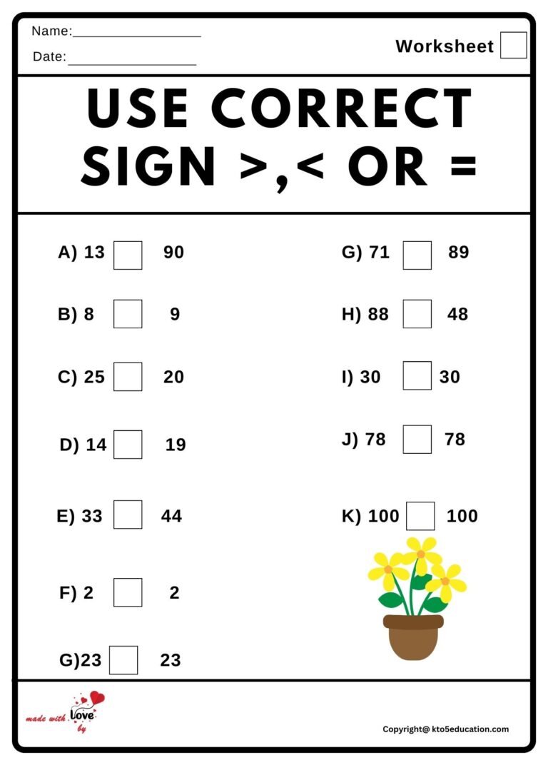 Use Correct Sign Worksheet 2