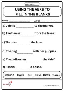 Using The Verb To Fill in The Blanks Worksheet