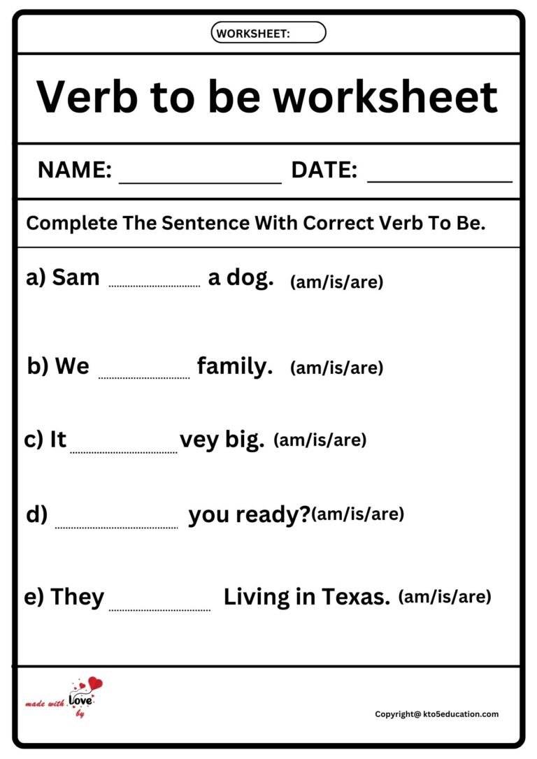 Verb To Be Worksheet 2 | FREE Download