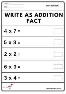 Write As Addition Fact Worksheet 2