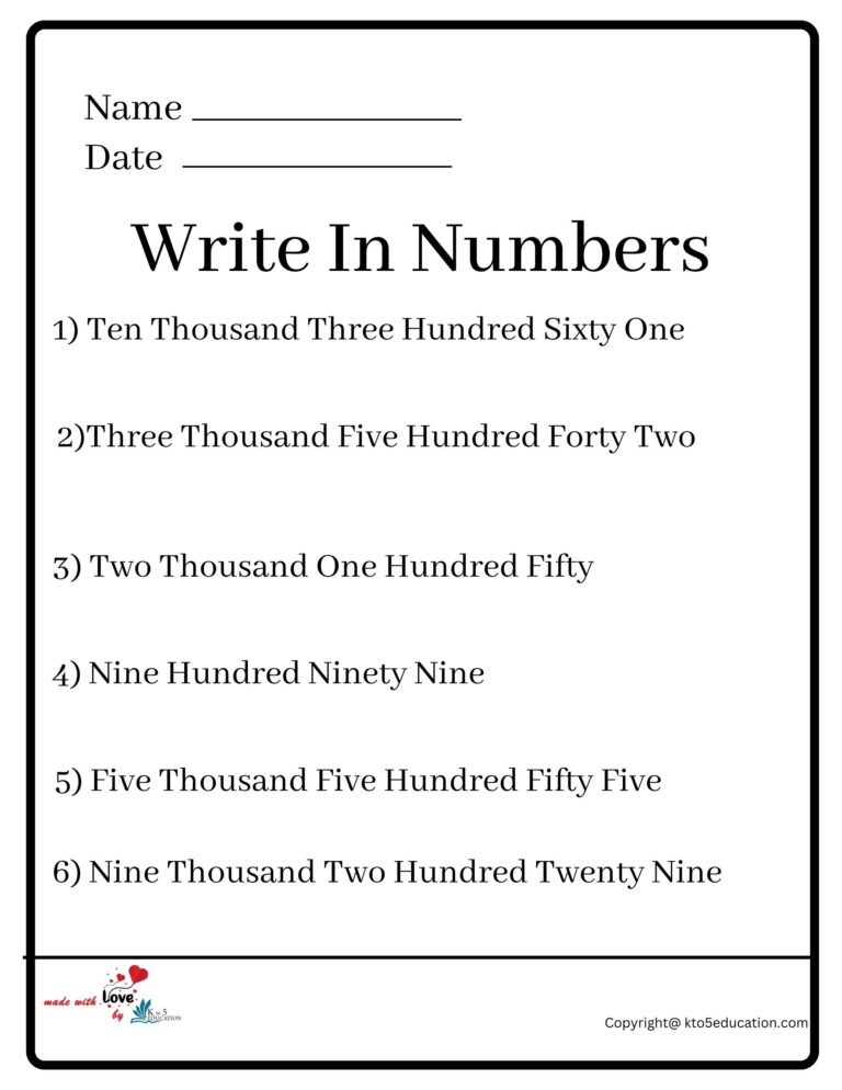 Write In Numbers Worksheet 2 | FREE Download